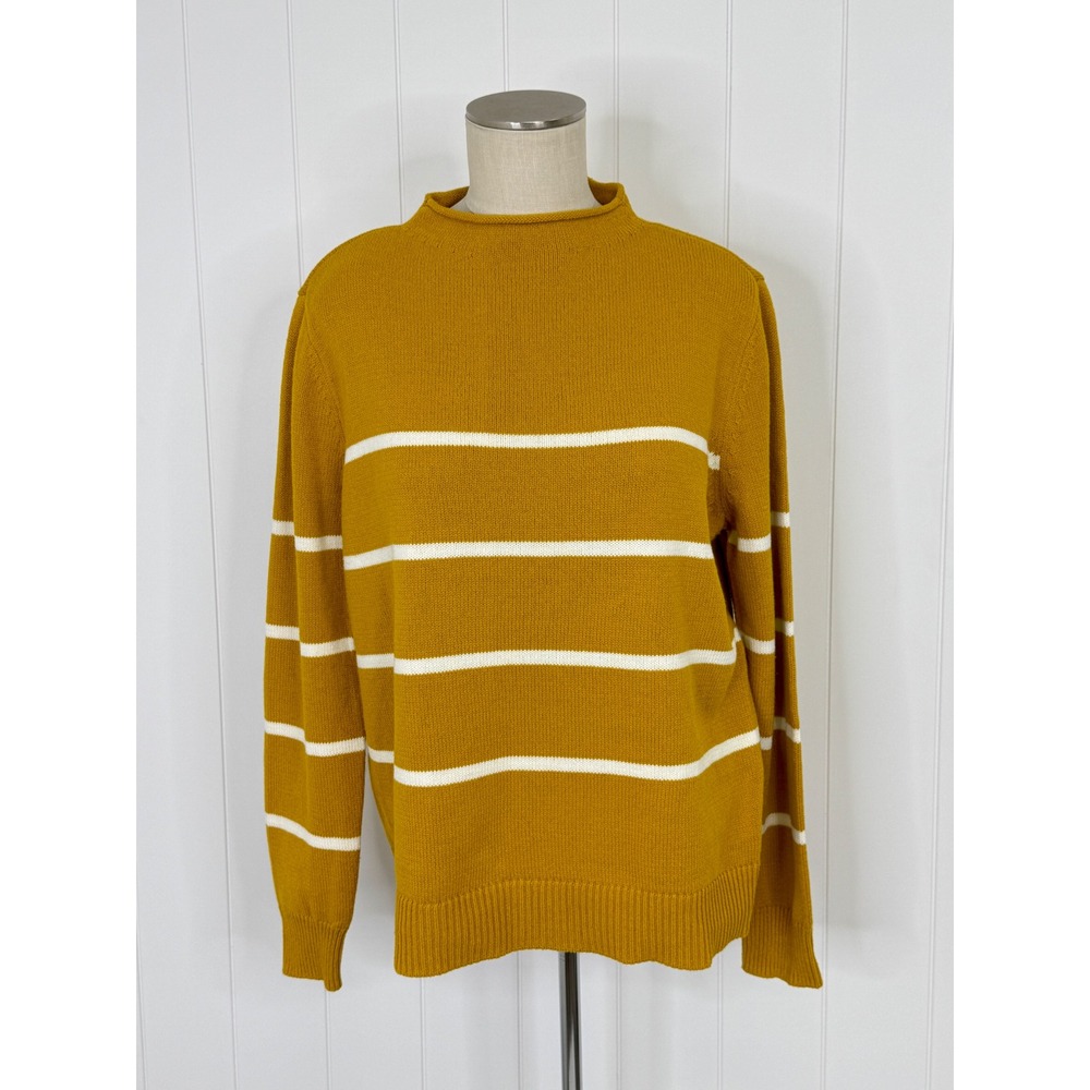 Candace Cameron Bure Sweater Womens M Camel Ivory Colorblock Mock Neck Pullover